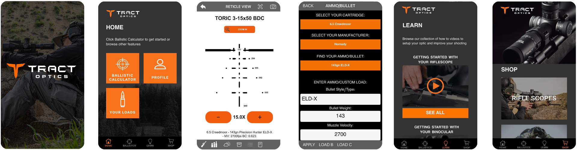 Shooting app design TRACT Optics