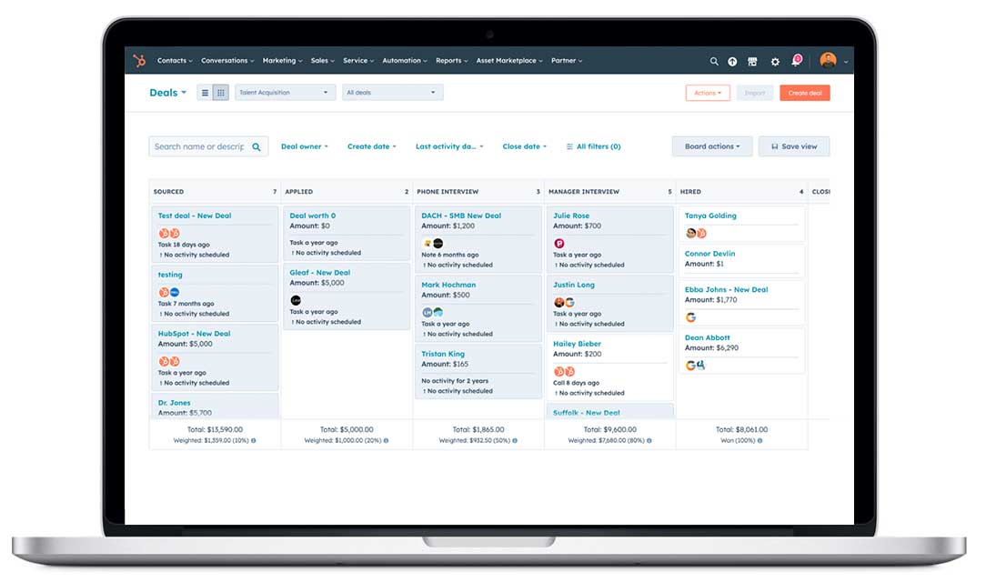 crm for outdoor brands deal stage